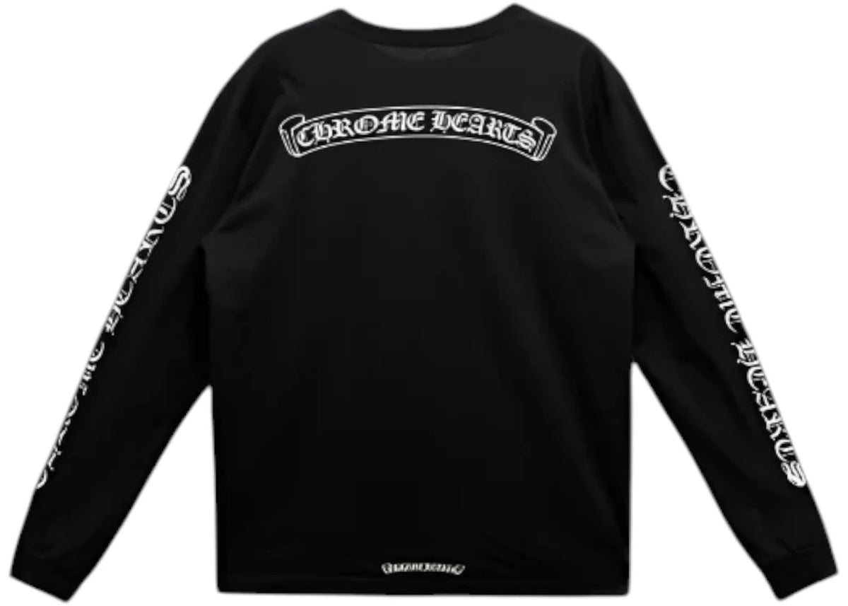 Chrome Hearts Scroll Logo Langarm-T-Shirt mit Tasche, Schwarz - vue 360
