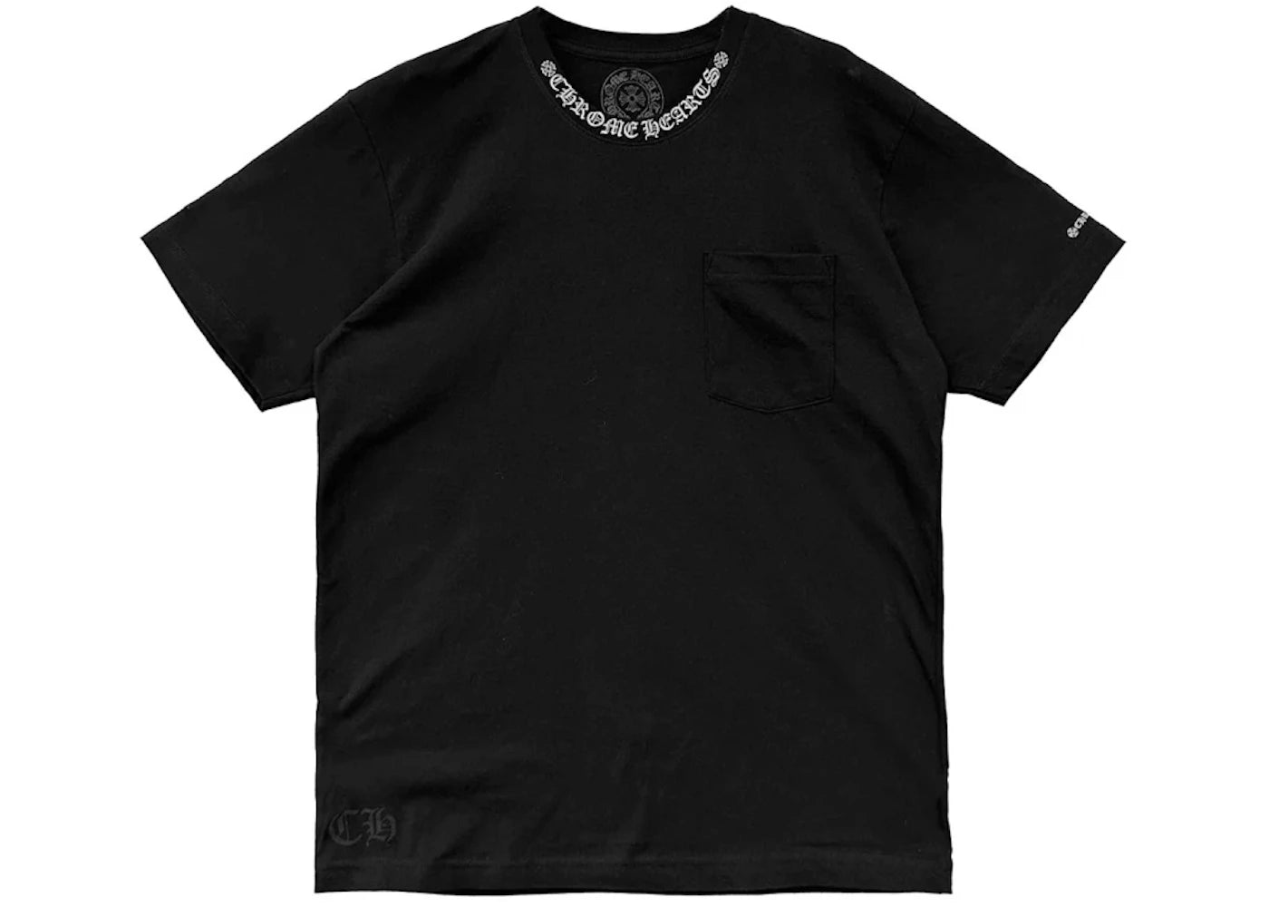 Chrome Hearts Kurzarm T-Shirt mit Brusttasche Schwarz - vue 360