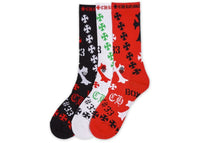 Chrome Hearts Stencil Socken (3er-Pack) Schwarz/Weiß/Rot
