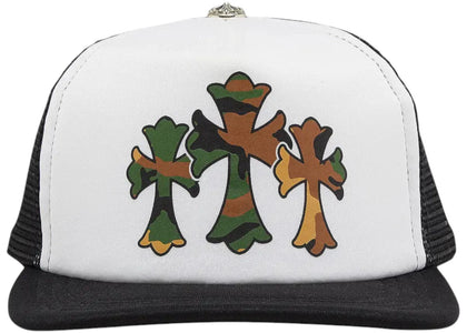 Chrome Hearts Triple Cross Trucker Hat Schwarz/Weiß