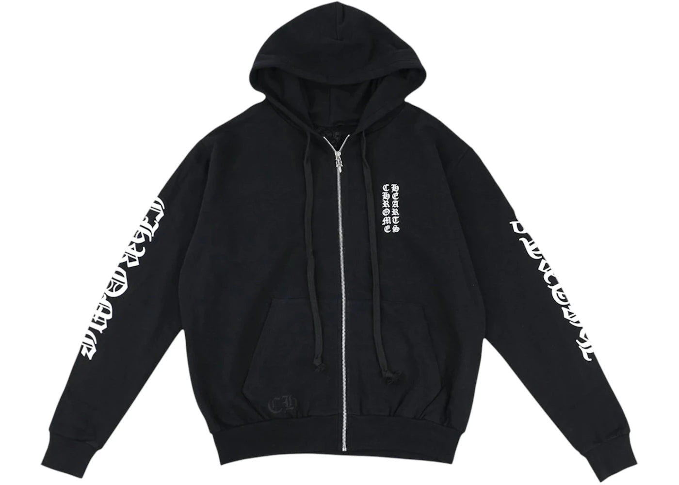 Chrome Hearts Vertical Logo Zip Up Hoodie Black/White - vue 360