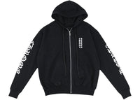 Chrome Hearts Vertical Logo Zip Up Hoodie Black/White
