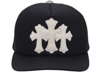 Chrome Hearts White Cemetery Cross CH Trucker Hat Black