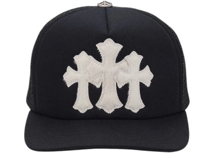 Chrome Hearts Weißer Cemetery Cross CH Trucker Hut Schwarz