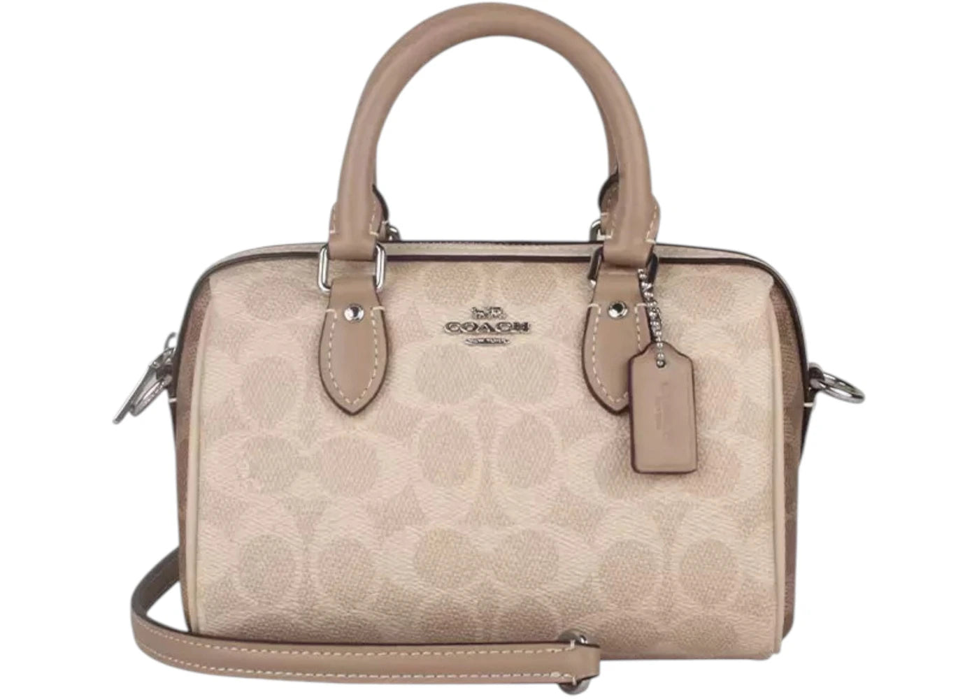 Coach Blocked Signature Canvas Mini Rowan Crossbody Bag Milk Tea - vue 360