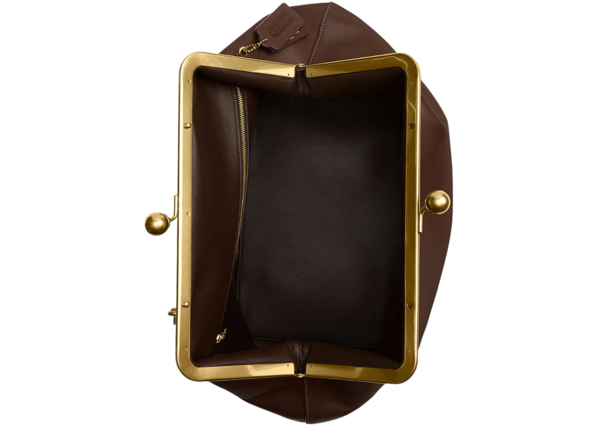 Coach Large Kisslock Frame Bag Brass/Dark Brown - vue secondaire B