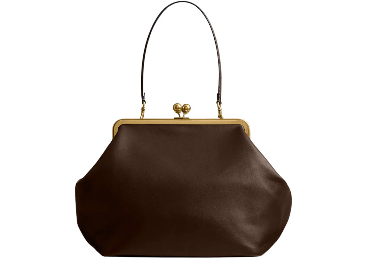 Coach Large Kisslock Frame Bag Brass/Dark Brown - vue 360
