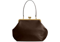 Coach Large Kisslock Frame Bag Brass/Dark Brown
