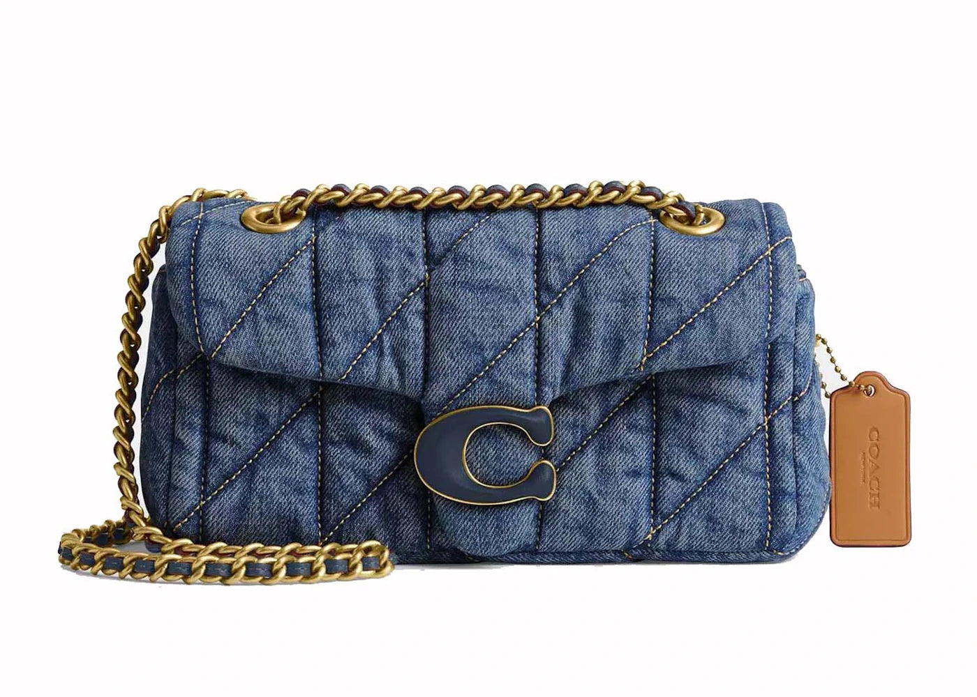 Coach Tabby Schultertasche 20 mit Steppung Messing/Indigo - vue 360