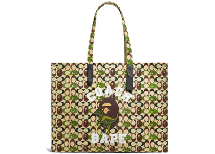 Coach x Bape Tote 47 Signature Canvas With Ape Head Black Copper/Camo Multi - authentic Coach product