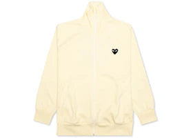 Comme des Garcons Play Big Black Heart Zip Up Sweatshirt Ivory