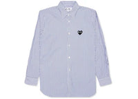 Comme des Garcons Play Black Emblem Striped Button Up Shirt Blue/White