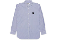 Comme des Garcons Play Black Emblem Striped Button Up Shirt Blue/White
