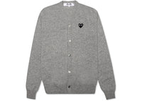 Comme des Garcons Play Black Heart Knit Cardigan Sweater Grey