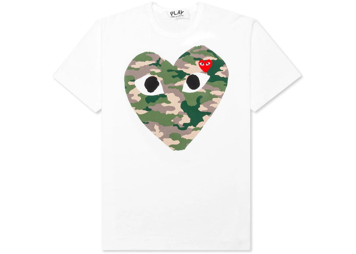 Comme des Garcons Play Camouflage Heart T-shirt White - vue 360