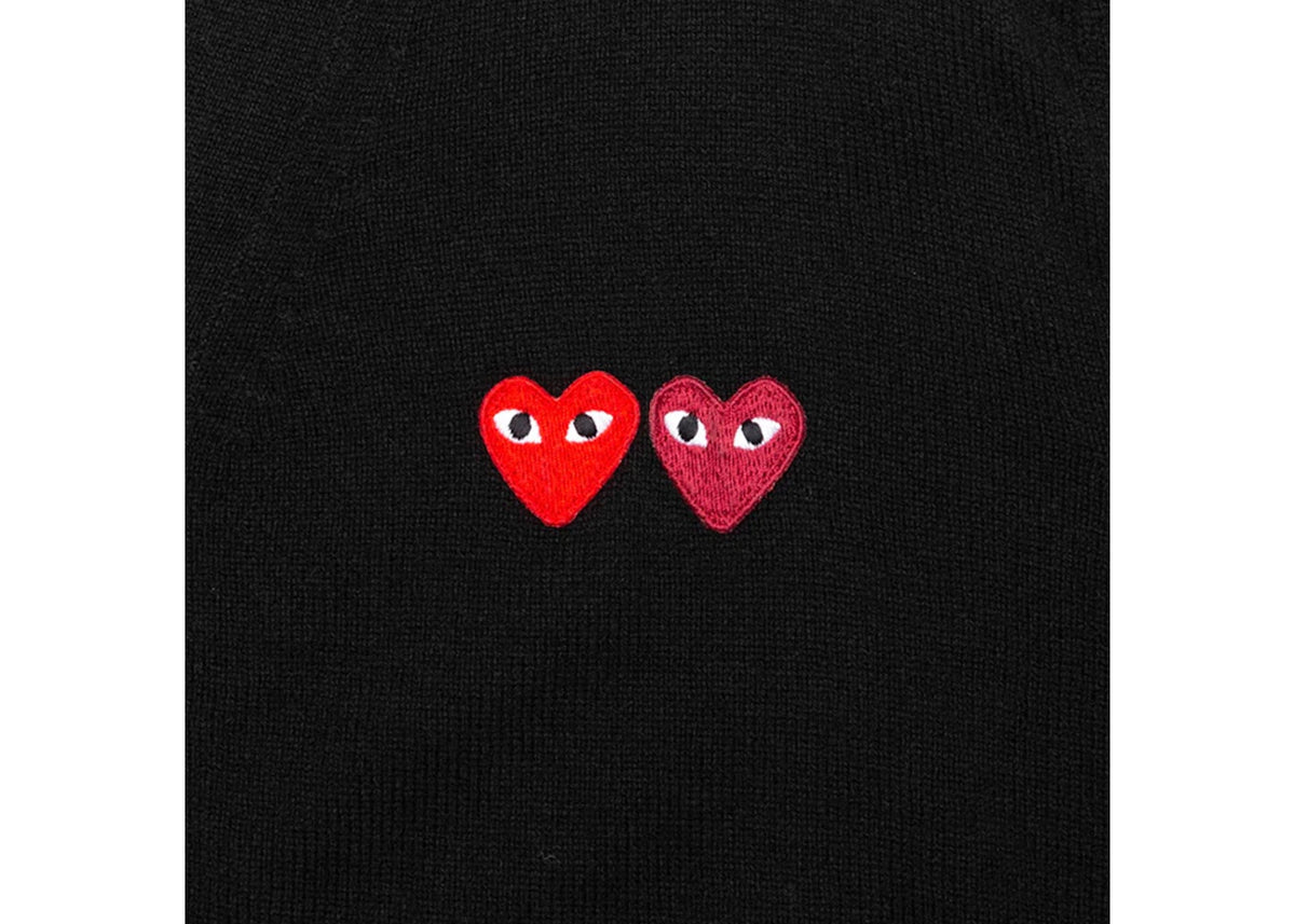 Comme des Garcons Play Double Heart Cardigan Sweater Black - vue secondaire A