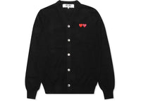 Comme des Garcons Play Double Heart Cardigan Sweater Black
