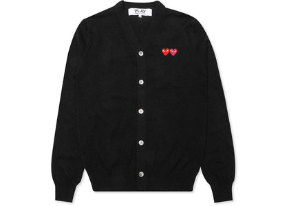 Comme des Garcons Play Double Heart Cardigan Sweater Black - apparel view 2