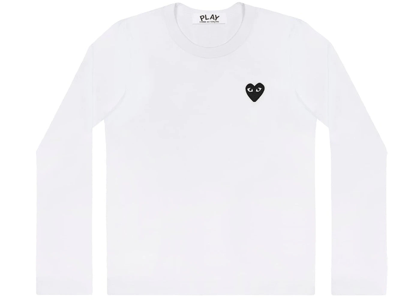 Comme des Garcons Play Embroidered Black Heart Long Sleeve T-shirt White - vue 360