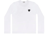 Comme des Garcons Play Embroidered Black Heart Long Sleeve T-shirt White