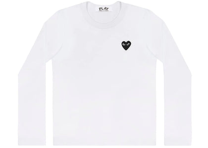 Comme des Garcons Play Embroidered Black Heart Long Sleeve T-shirt White - authentic Comme des Garcons PLAY apparel