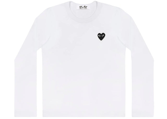 Comme des Garcons Play Embroidered Black Heart Long Sleeve T-shirt White