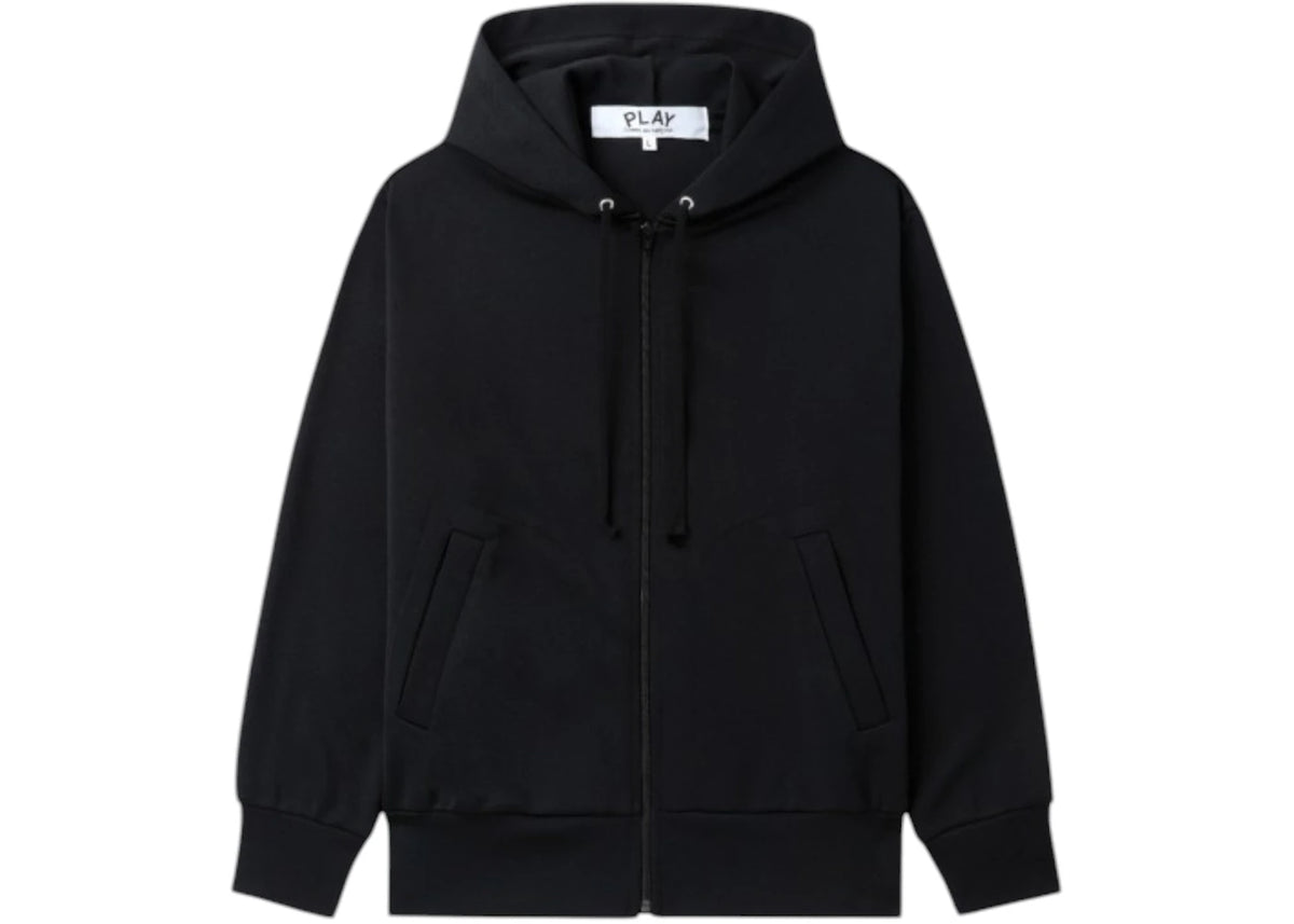 Comme des Garcons PLAY Heart Emblem Zip-Up Hoodie Black - vue secondaire A