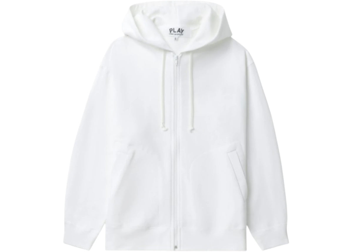 Comme des Garcons PLAY Heart Emblem Zip-Up Hoodie White/Red - vue secondaire A