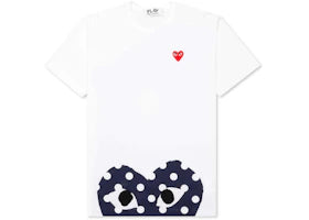 Comme des Garcons Play Polka Dot Navy Half Heart T-shirt White - vue 360