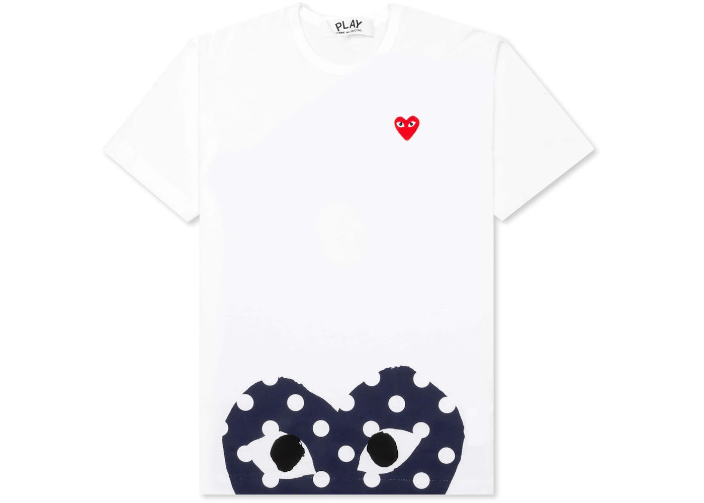 Comme des Garcons Play Polka Dot Navy Half Heart T-shirt White - vue secondaire A