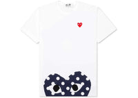 Comme des Garcons Play Polka Dot Navy Half Heart T-shirt White
