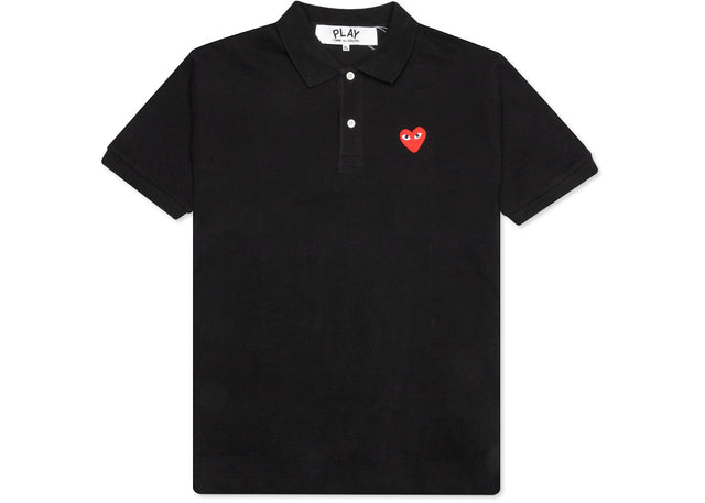 Comme des Garcons Play Red Emblem Polo Black
