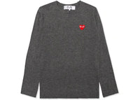 Comme des Garcons Play Red Heart Crewneck Sweater Grey