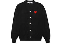 Comme des Garcons Play Red Heart Knit Cardigan Sweater Black