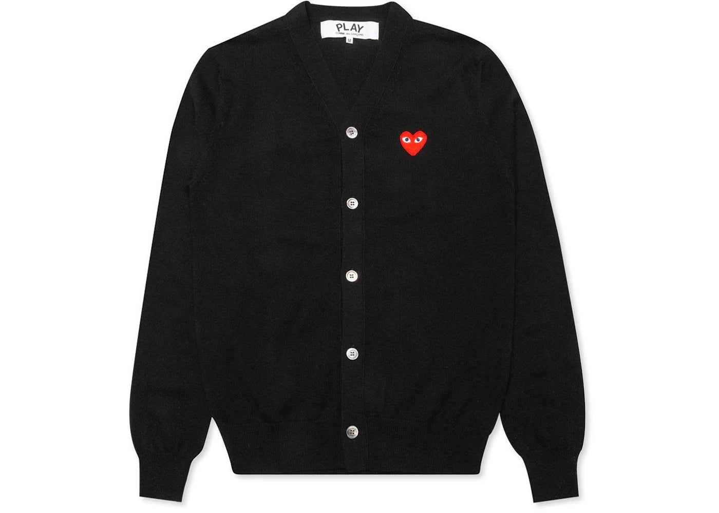 Comme des Garcons Play Red Heart Knit Cardigan Sweater Black - vue secondaire A
