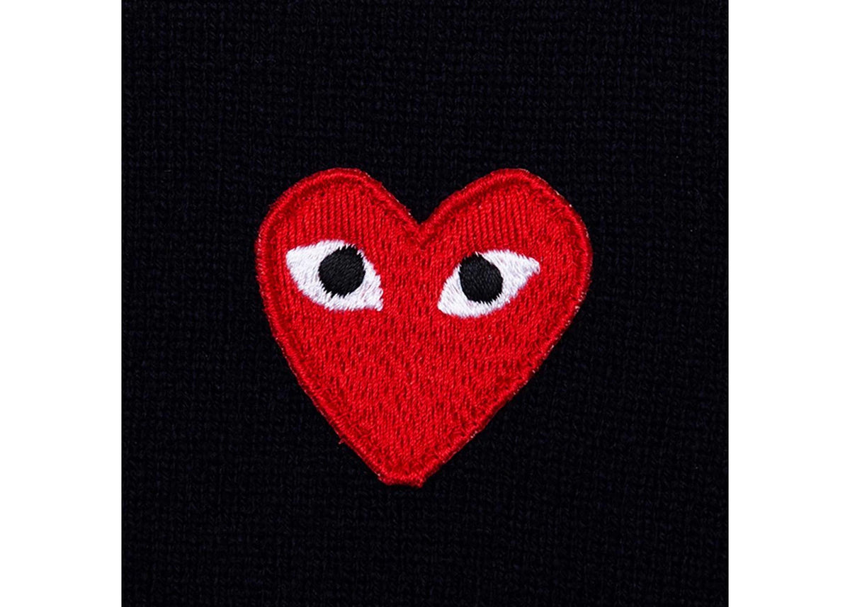 Comme des Garcons Play Red Heart Knit Cardigan Sweater Navy - vue secondaire B