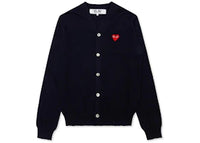Comme des Garcons Play Red Heart Knit Cardigan Sweater Navy