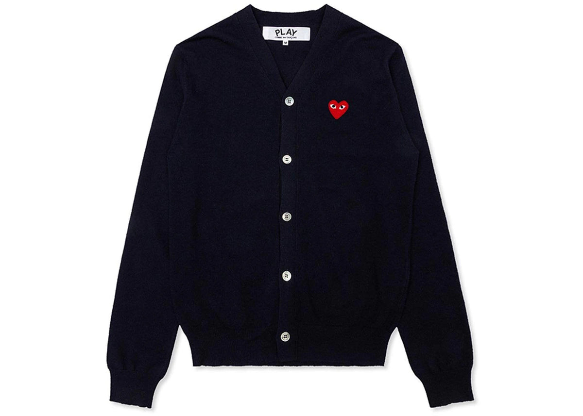 Comme des Garcons Play Red Heart Knit Cardigan Sweater Navy - vue secondaire A