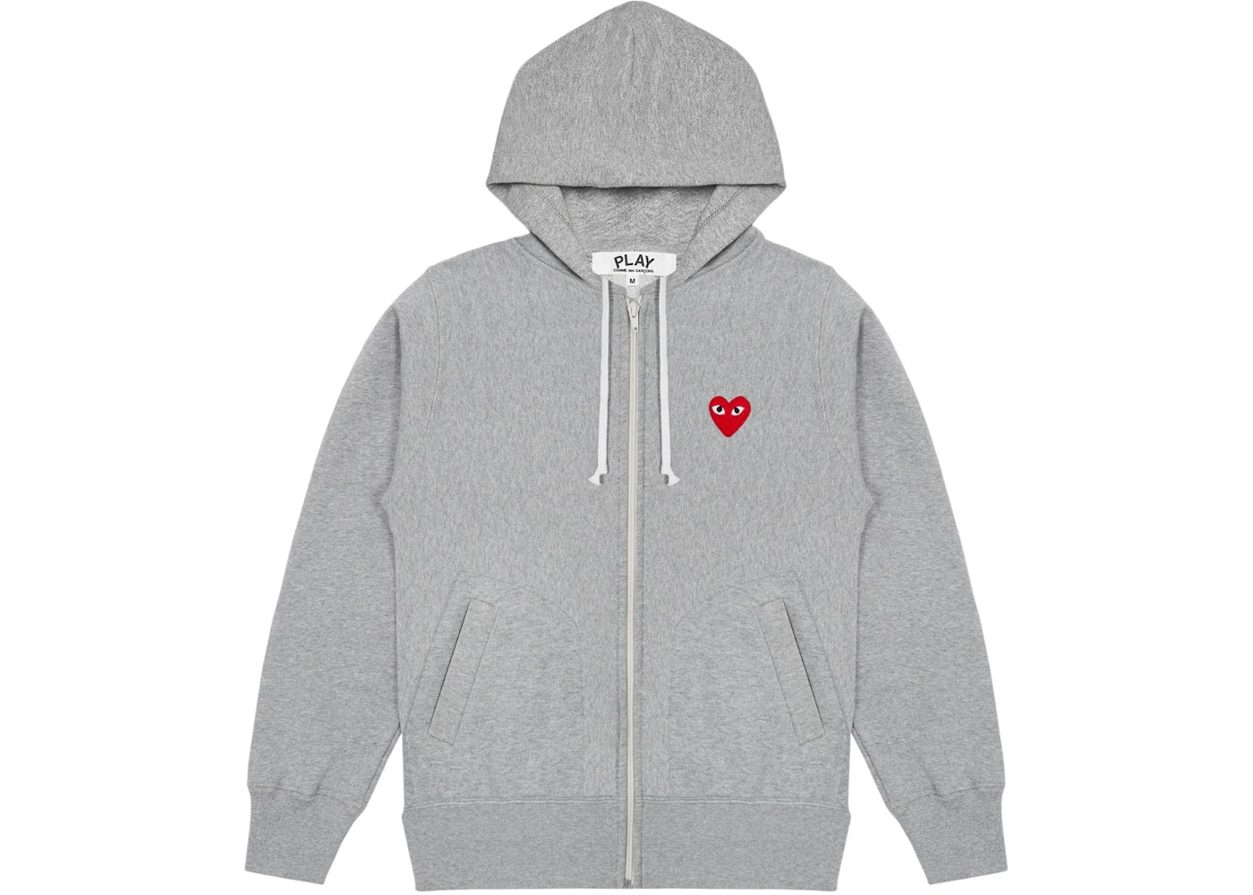Comme des Garcons PLAY Red Heart Zip Hooded Sweatshirt Grey - vue 360