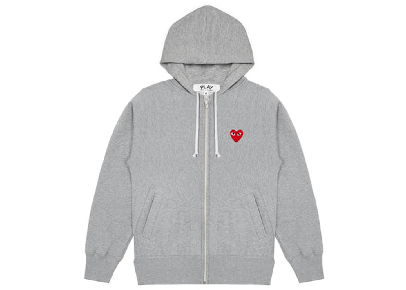Comme des Garçons Play Red Heart Kapuzenpullover mit Reißverschluss, Grau - vue 360