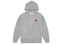 Comme des Garçons Play Red Heart Kapuzenpullover mit Reißverschluss, Grau