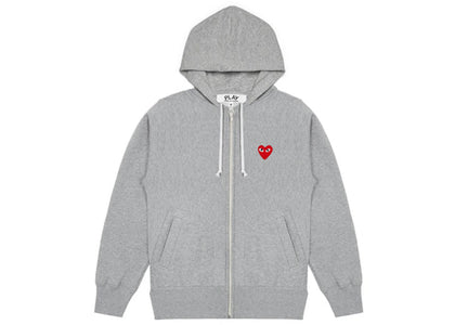 Comme des Garcons Play Red Heart Zip Up Hoodie Grey - authentic Comme des Garcons PLAY apparel
