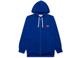 Comme des Garcons Play Red Heart Zip Up Hoodie Navy