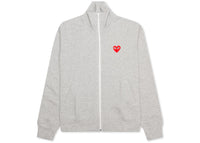 Comme des Garcons Play Red Multi Heart Zip Up Sweatshirt Grey