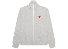 Comme des Garcons Play Red Multi Heart Zip Up Sweatshirt Grey - authentic Comme des Garcons PLAY apparel