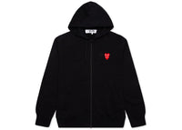 Comme des Garcons Play Red Stacked Heart Zip Up Hoodie Black