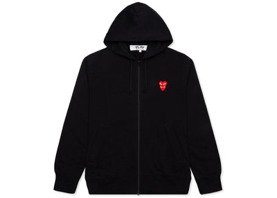 Comme des Garcons Play Red Stacked Heart Zip Up Hoodie Black