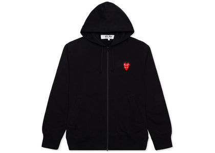 Comme des Garcons Play Red Stacked Heart Zip Up Hoodie Black - authentic Comme des Garcons PLAY apparel