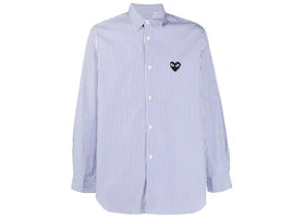 Comme des Garcons PLAY Stripe Embroidered Logo Shirt Blue/White - vue 360