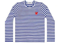 Comme des Garcons Play Striped Long Sleeve T-shirt Blue/White